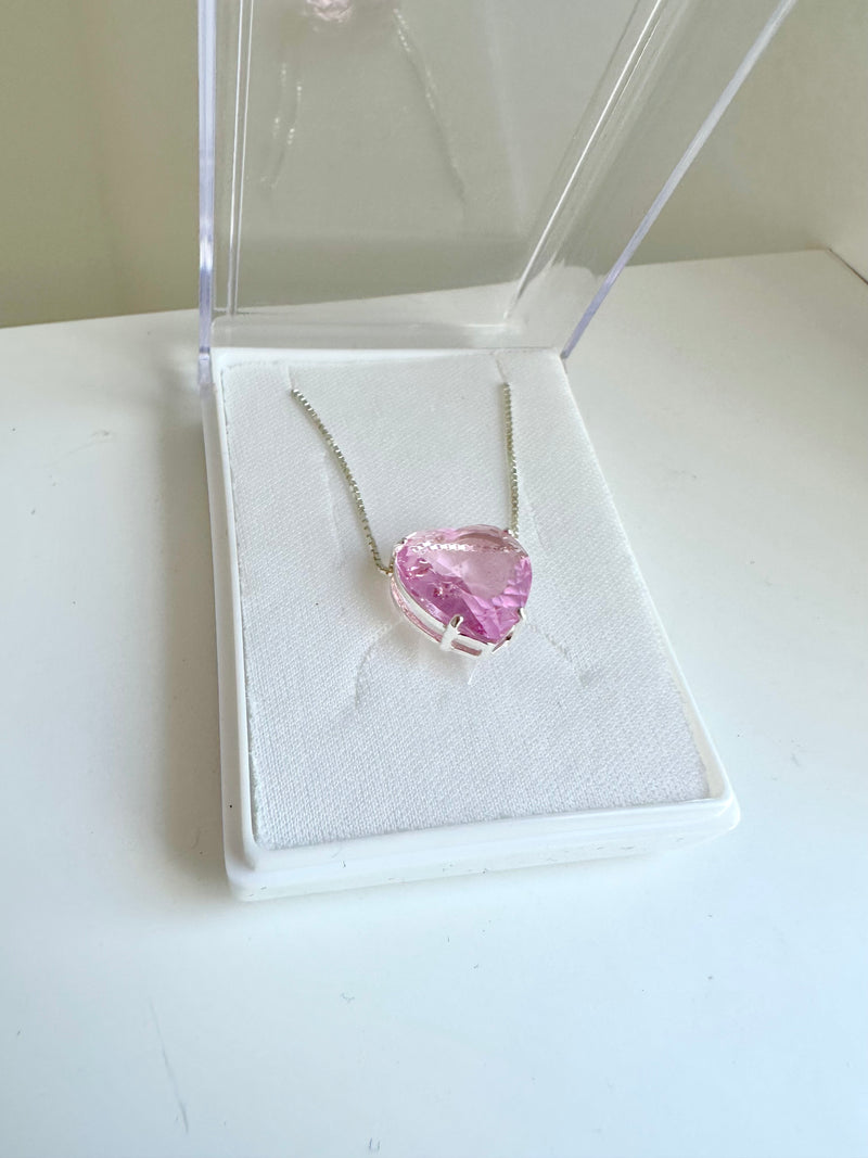 Colar coração Swarovisk Rosa