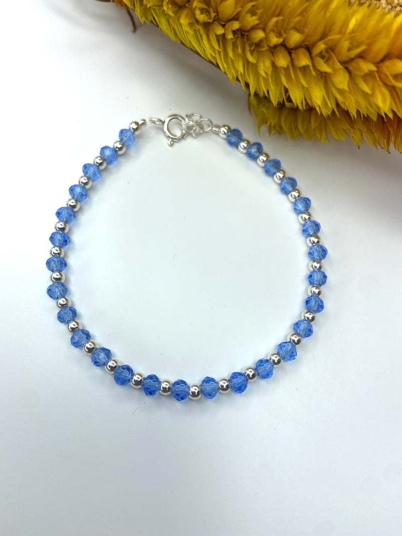 Pulseira Swarovisk Azul Royal C/ Prata