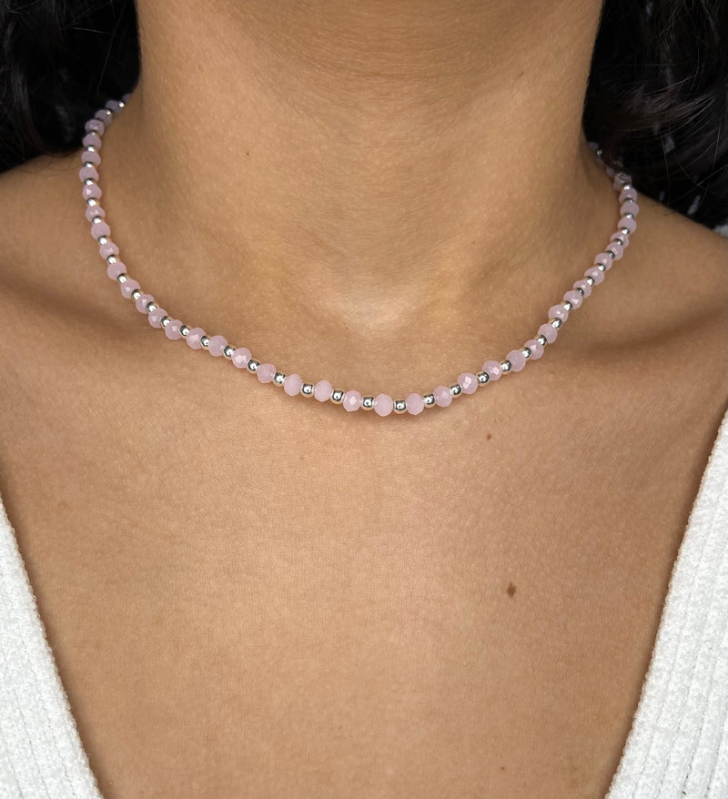 Choker Swarovisk Rosa C/Prata